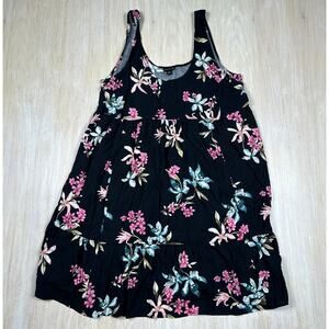 NWT Torrid Orchid Garden Floral Deep Black Mini Challis Tiered Tank Dress Large